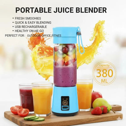 Portable Electric Juicer Blender – 6 Blades USB Rechargeable Mini Fruit Mixer & Smoothie Maker Bottle