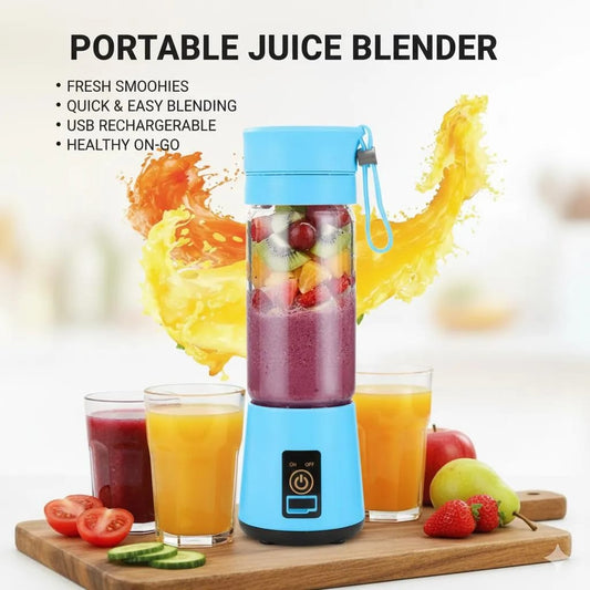 Portable Electric Juicer Blender – 6 Blades USB Rechargeable Mini Fruit Mixer & Smoothie Maker Bottle